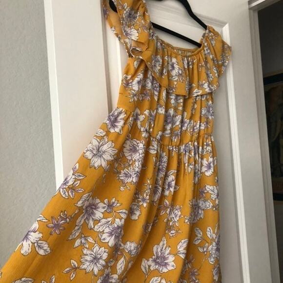 Xhilaration Mustard Boho Floral Dress - Picture 2 of 3